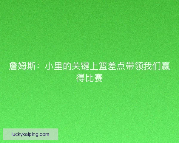 詹姆斯：小里的关键上篮差点带领我们赢得比赛